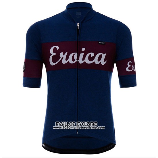 2018 Maillot Ciclismo Eroica Vino Fonce Bleu Manches Courtes et Cuissard